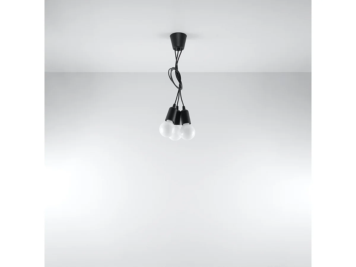 Lampes suspendues Astis moderne en PVC - 3 sources lumineuses 3000K - L.15 x H.90 cm - noir