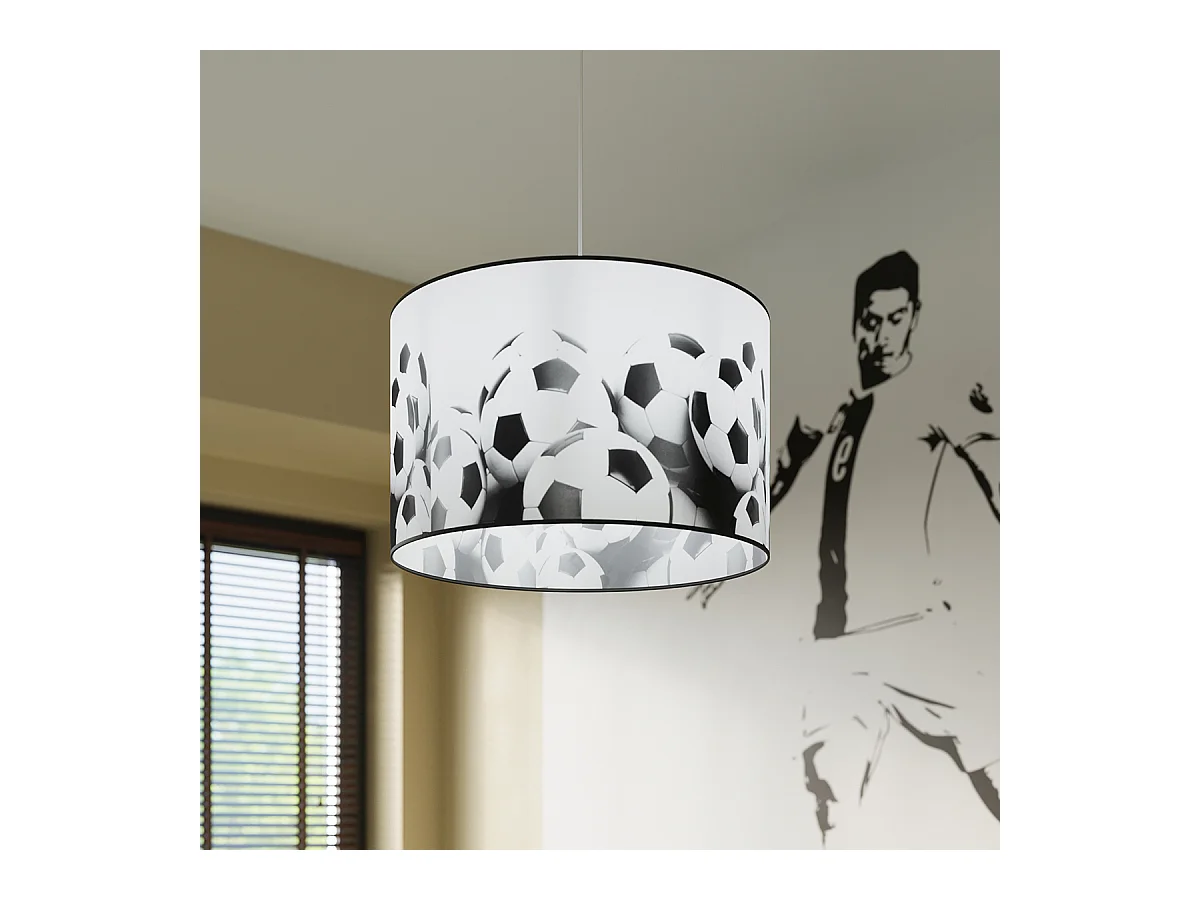 Lampes suspendues Calcio b moderne en PVC - 1 sources lumineuses 3000K - L.40 x H.82 cm - blanc noir