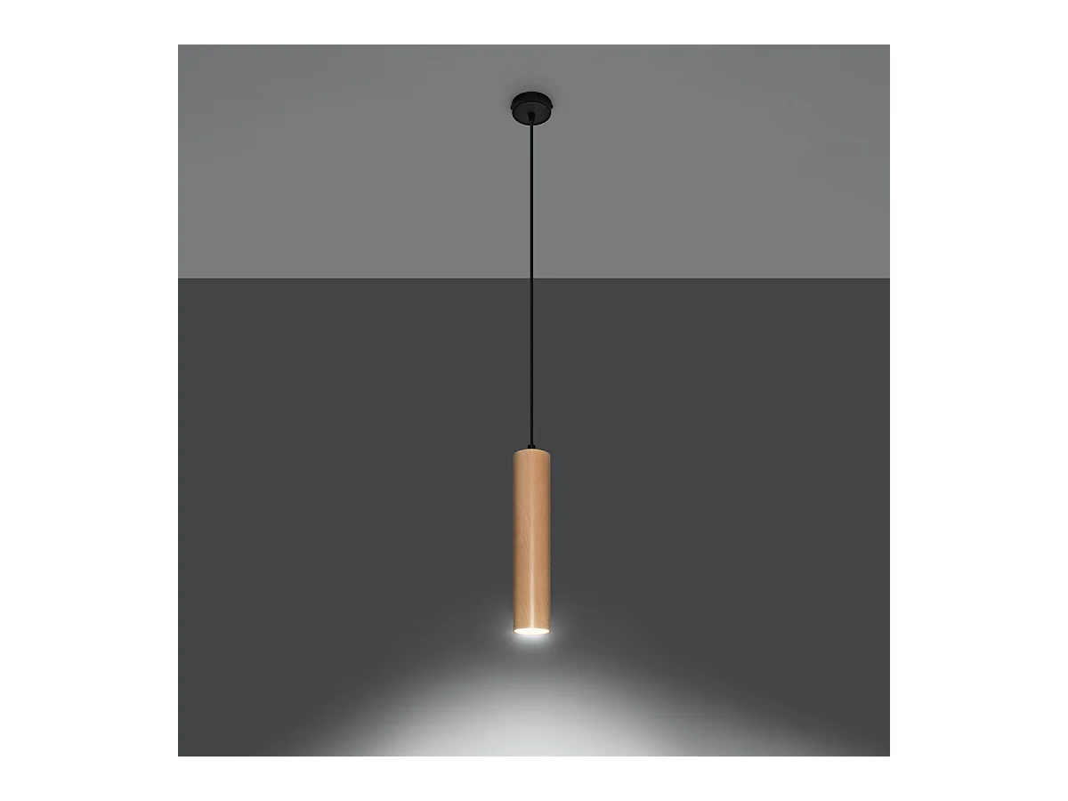 Lampy wiszące skandynawski Silno, drewno - 1 źródło światła 3000K - L.8 x H.105 cm - naturalne drewno