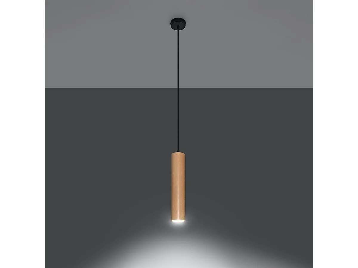 Lampes suspendues Silno scandinave en bois - 1 sources lumineuses 3000K - L.8 x H.105 cm - bois naturel