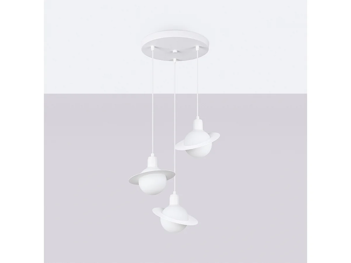 Lustre Gloxo moderne en acier - 3 sources lumineuses 4000K - L.32 x H.120 cm - blanc
