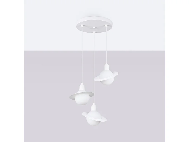 Lustre Gloxo moderne en acier - 3 sources lumineuses 4000K - L.32 x H.120 cm - blanc
