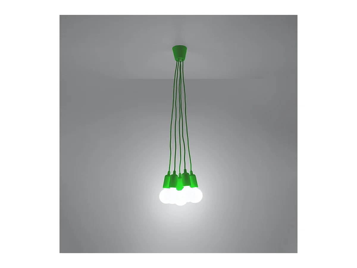 Hanglampen Astis modern van  - 5 lichtbronnen 4000K - L.25 x H.90 cm - groente