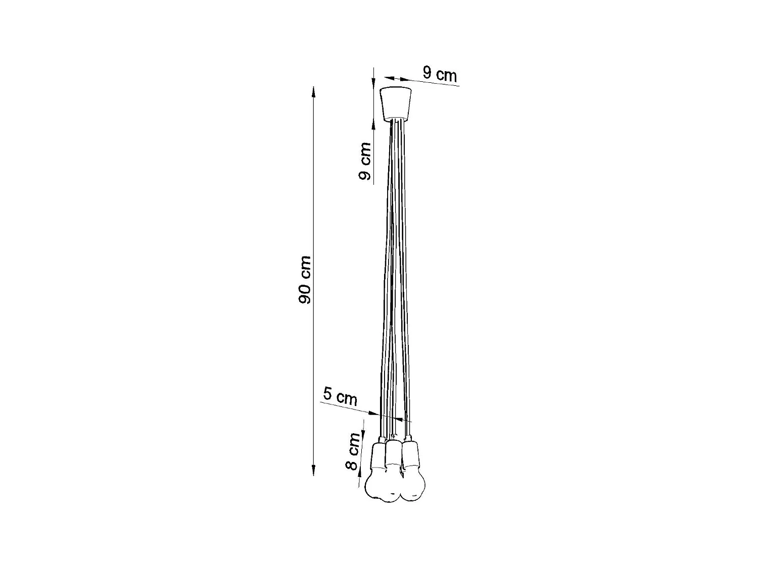 Hanglampen Astis modern van  - 5 lichtbronnen 4000K - L.25 x H.90 cm - groente