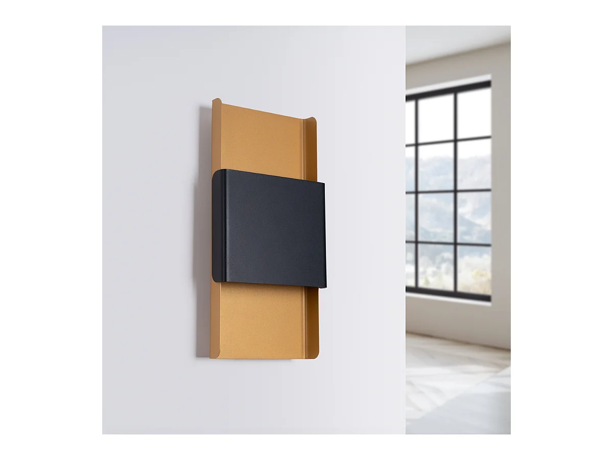 Kinkiety nowoczesny Zelfon, stal - 2 źródło światła 4000K - L.20 x H.40 cm - złoty/czarny