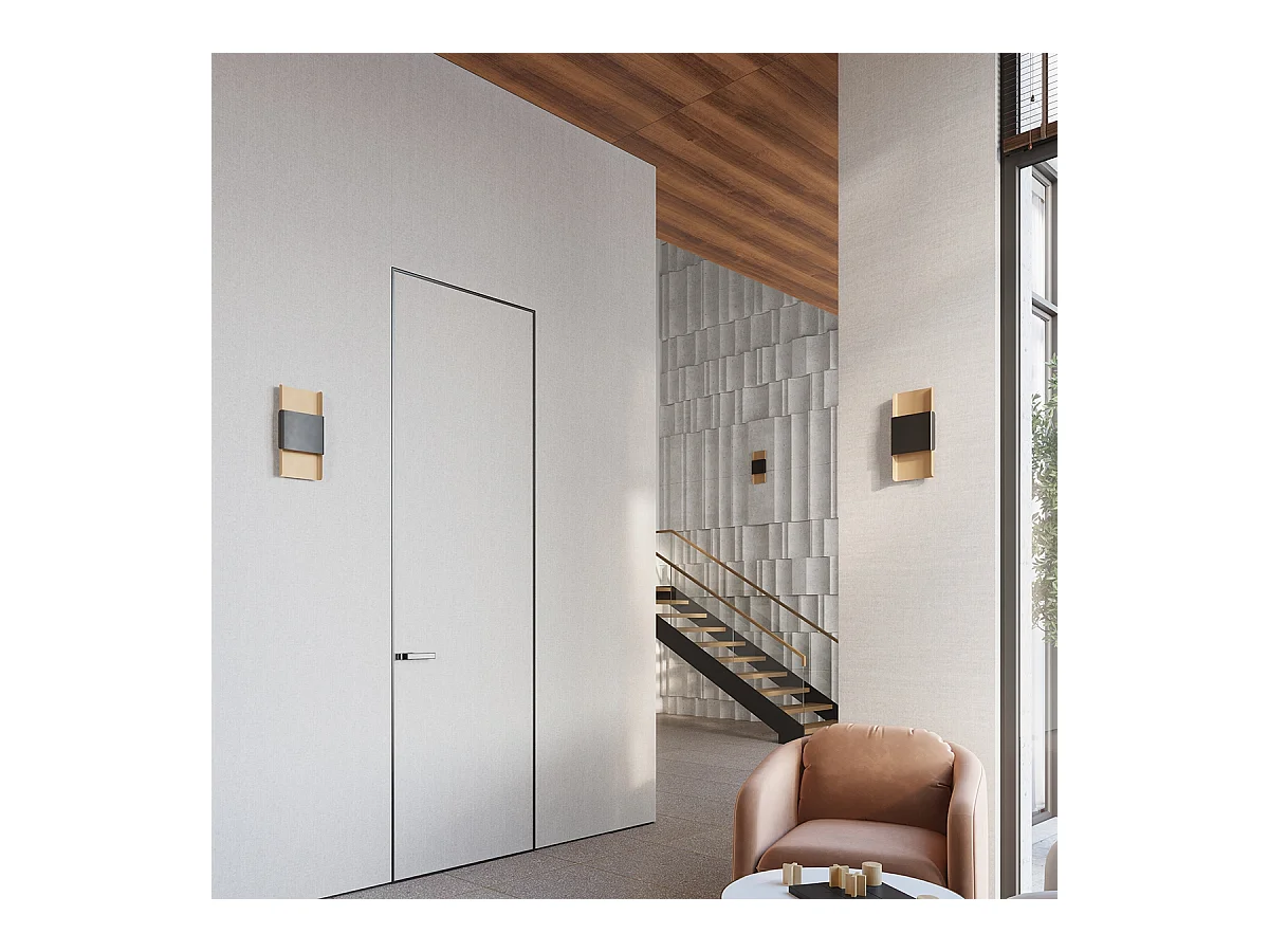 Kinkiety nowoczesny Zelfon, stal - 2 źródło światła 4000K - L.20 x H.40 cm - złoty/czarny