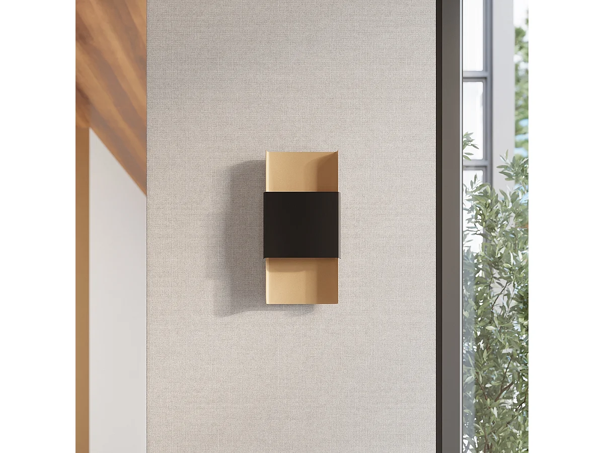 Pendentif Zelfon moderne en acier - 2 sources lumineuses 4000K - L.20 x H.40 cm - or/noir