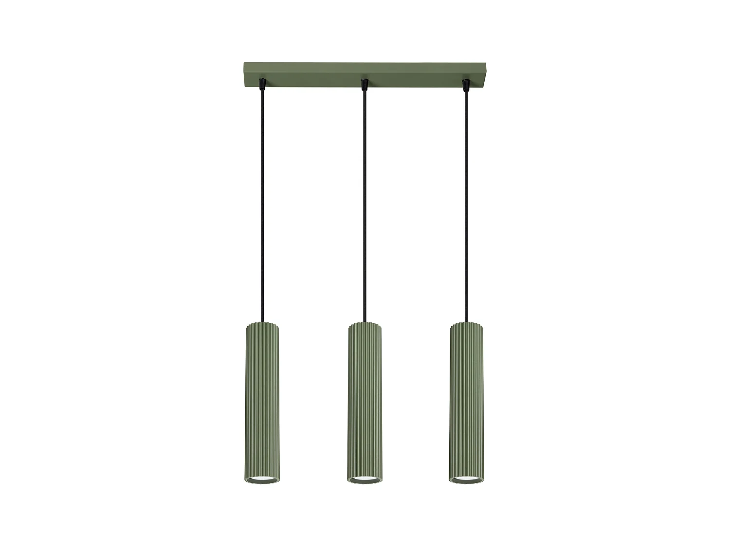 Hanglamp Gloow minimalistisch van  - 3 lichtbronnen 3000K - L.45 x H.98 cm - olijfgroen