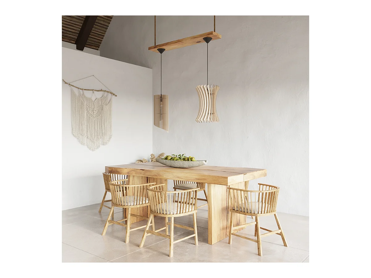 Lampy wiszące skandynawski Zenexia, drewno - 1 źródło światła 3000K - L.21 x H.120 cm - naturalne drewno