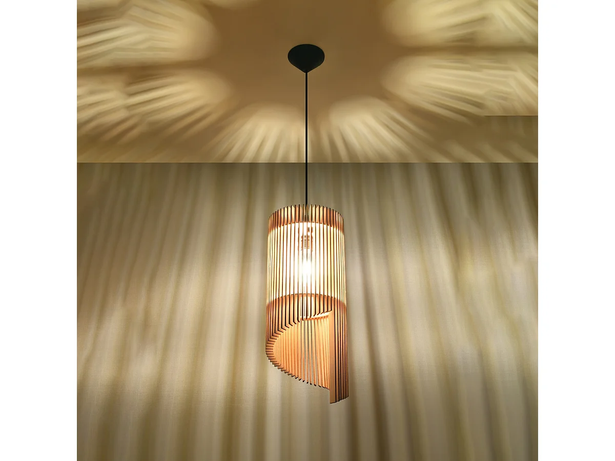 Lampes suspendues Zenexia scandinave en bois - 1 sources lumineuses 3000K - L.21 x H.120 cm - bois naturel