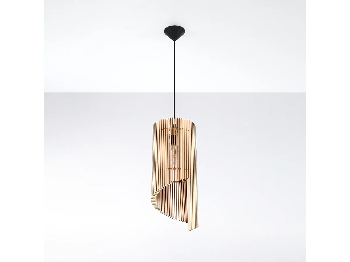 Lampes suspendues Zenexia scandinave en bois - 1 sources lumineuses 3000K - L.21 x H.120 cm - bois naturel