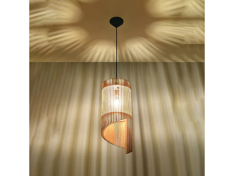 Lampes suspendues Zenexia scandinave en bois - 1 sources lumineuses 3000K - L.21 x H.120 cm - bois naturel
