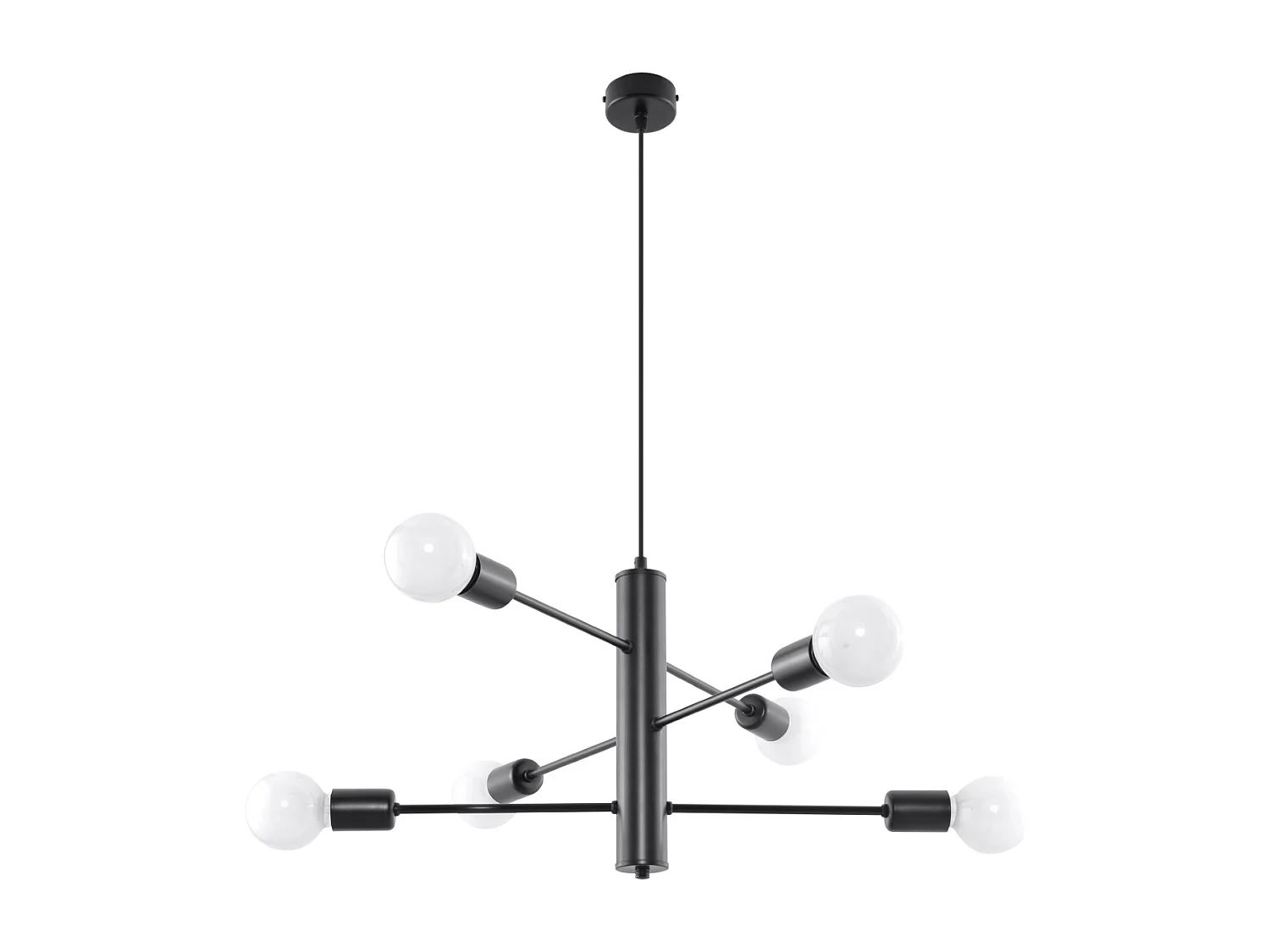 Lustres Luxra grenier en acier - 6 sources lumineuses 3000K - L.60 x H.85 cm - noir