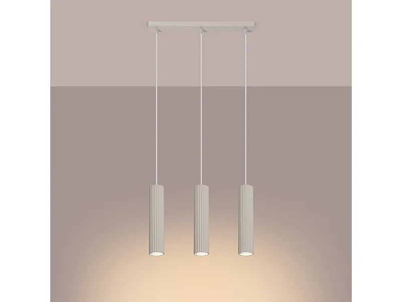 Hanglamp Gloow minimalistisch van  - 3 lichtbronnen 3000K - L.45 x H.98 cm - beige