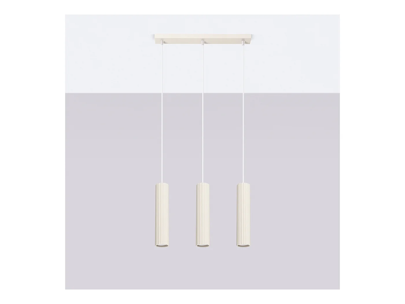 Hanglamp Gloow minimalistisch van  - 3 lichtbronnen 3000K - L.45 x H.98 cm - beige