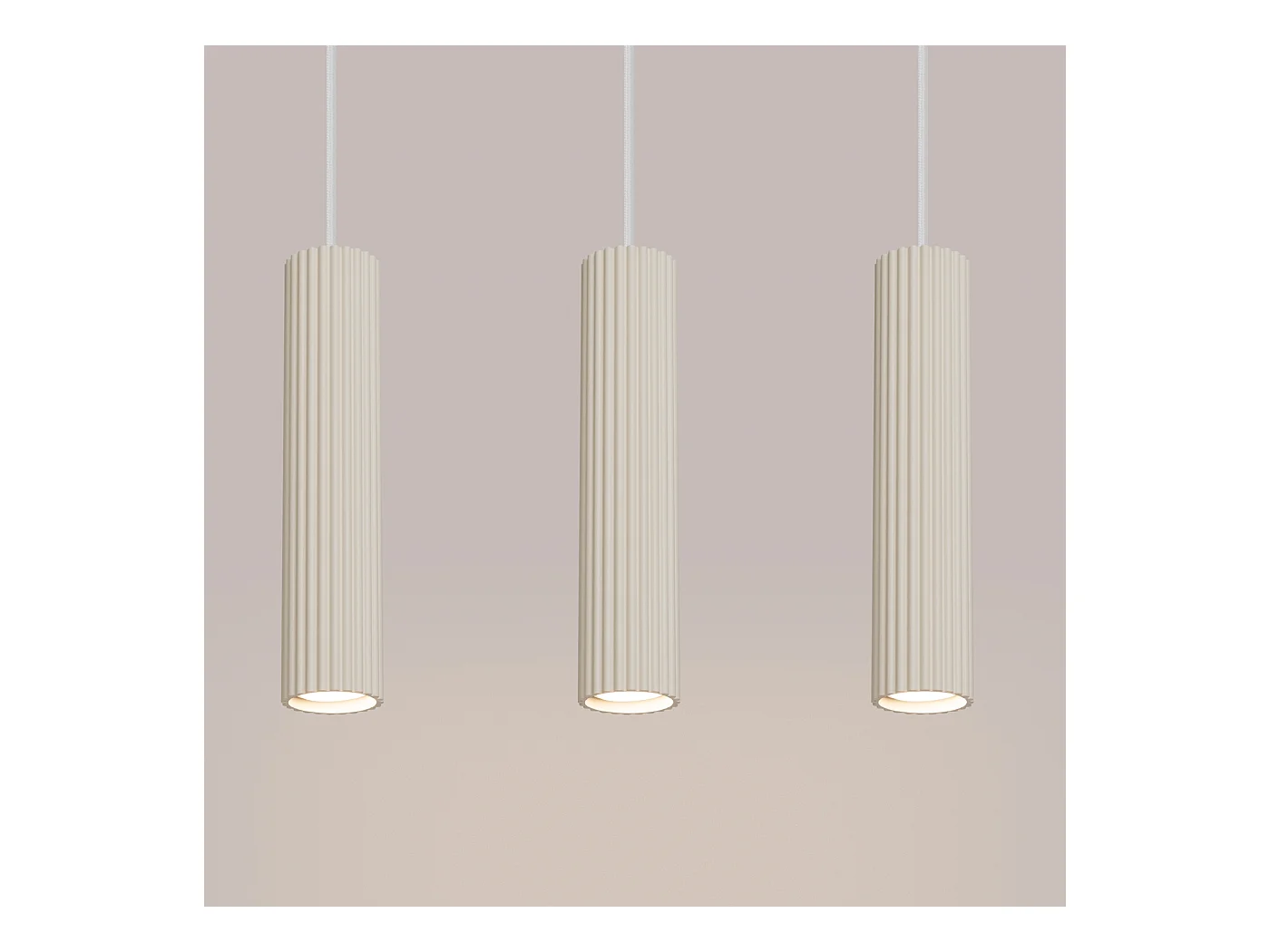 Hanglamp Gloow minimalistisch van  - 3 lichtbronnen 3000K - L.45 x H.98 cm - beige