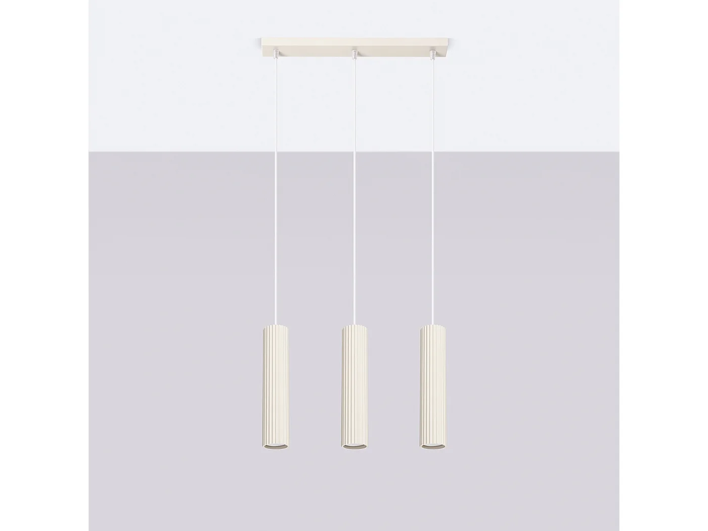 Lampa wisząca minimalistyczny Gloow, aluminium - 3 źródło światła 3000K - L.45 x H.98 cm - beżowy