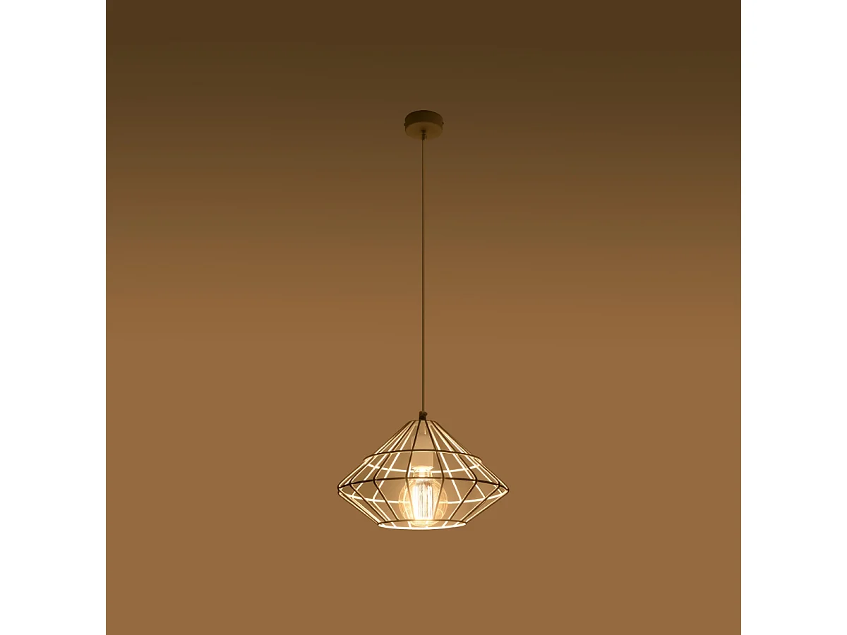 Lampes suspendues Neoteru industriel en acier - 1 sources lumineuses 3000K - L.32 x H.120 cm - blanc