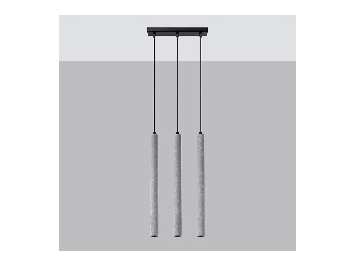 Lampy wiszące nowoczesny Brill, beton - 3 źródło światła 3000K - L.30 x H.110 cm - szary