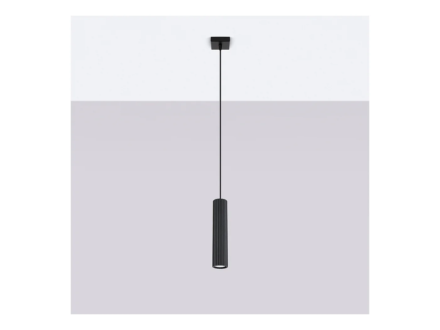 Hanglamp Gloow minimalistisch van  - 1 lichtbronnen 3000K - L.8 x H.118 cm - zwart