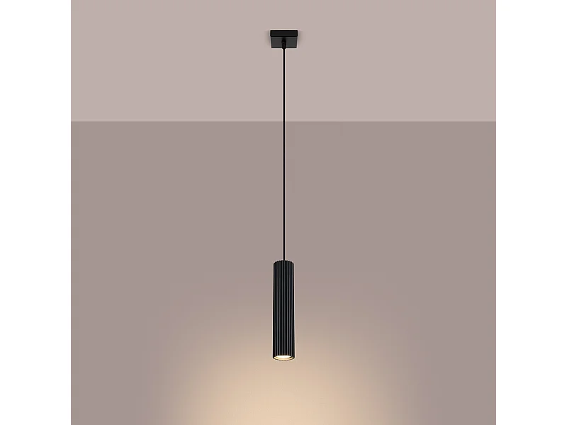 Lampe à suspension Gloow minimaliste en aluminium - 1 sources lumineuses 3000K - L.8 x H.118 cm - noir