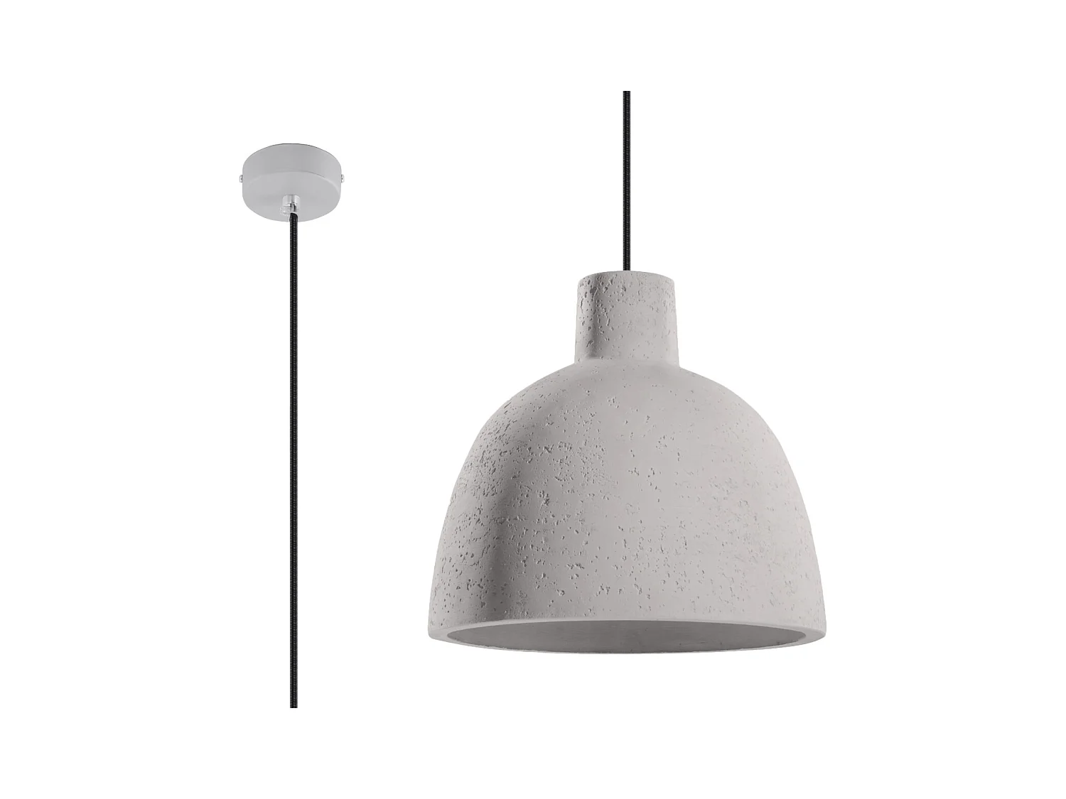 Lampy wiszące industrialny Solyma, beton - 1 źródło światła 3000K - L.28 x H.128 cm - szary