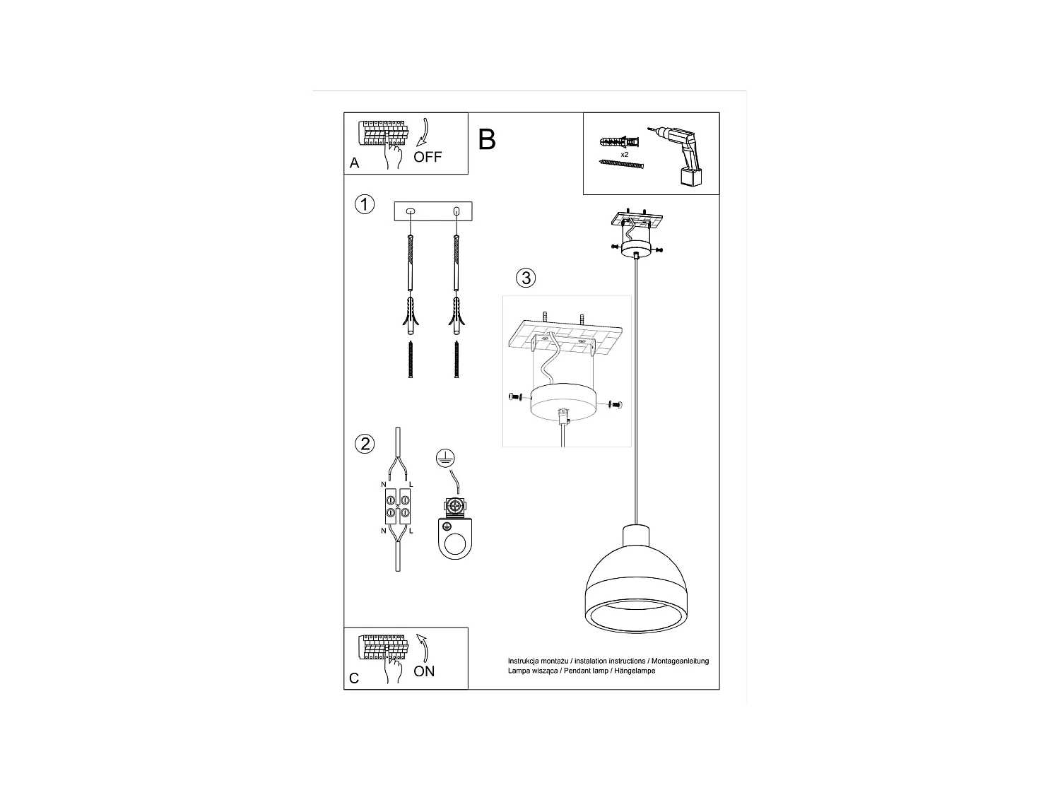 Lampy wiszące industrialny Solyma, beton - 1 źródło światła 3000K - L.28 x H.128 cm - szary