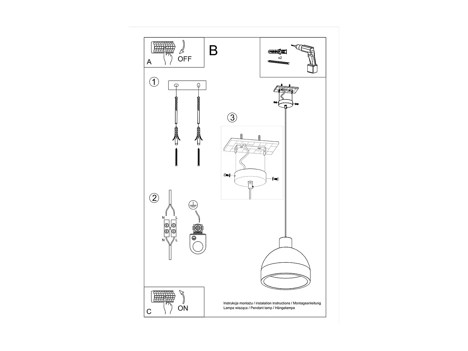 Lampes suspendues Solyma industriel en béton - 1 sources lumineuses 3000K - L.28 x H.128 cm - gris