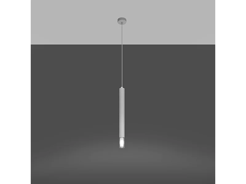 Lampy wiszące nowoczesny Eclim, stal/szkło - 1 źródło światła 3000K - L.8 x H.120 cm - biały
