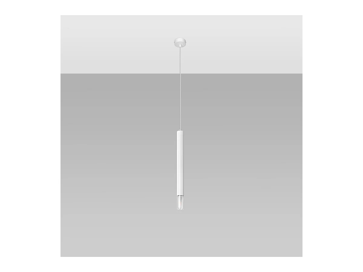 Lampy wiszące nowoczesny Eclim, stal/szkło - 1 źródło światła 3000K - L.8 x H.120 cm - biały