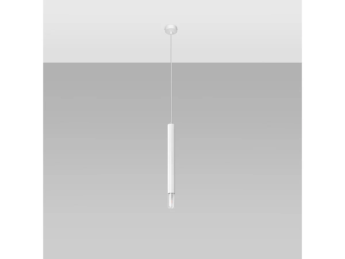 Lampes suspendues Eclim moderne en acier/verre - 1 sources lumineuses 3000K - L.8 x H.120 cm - blanc