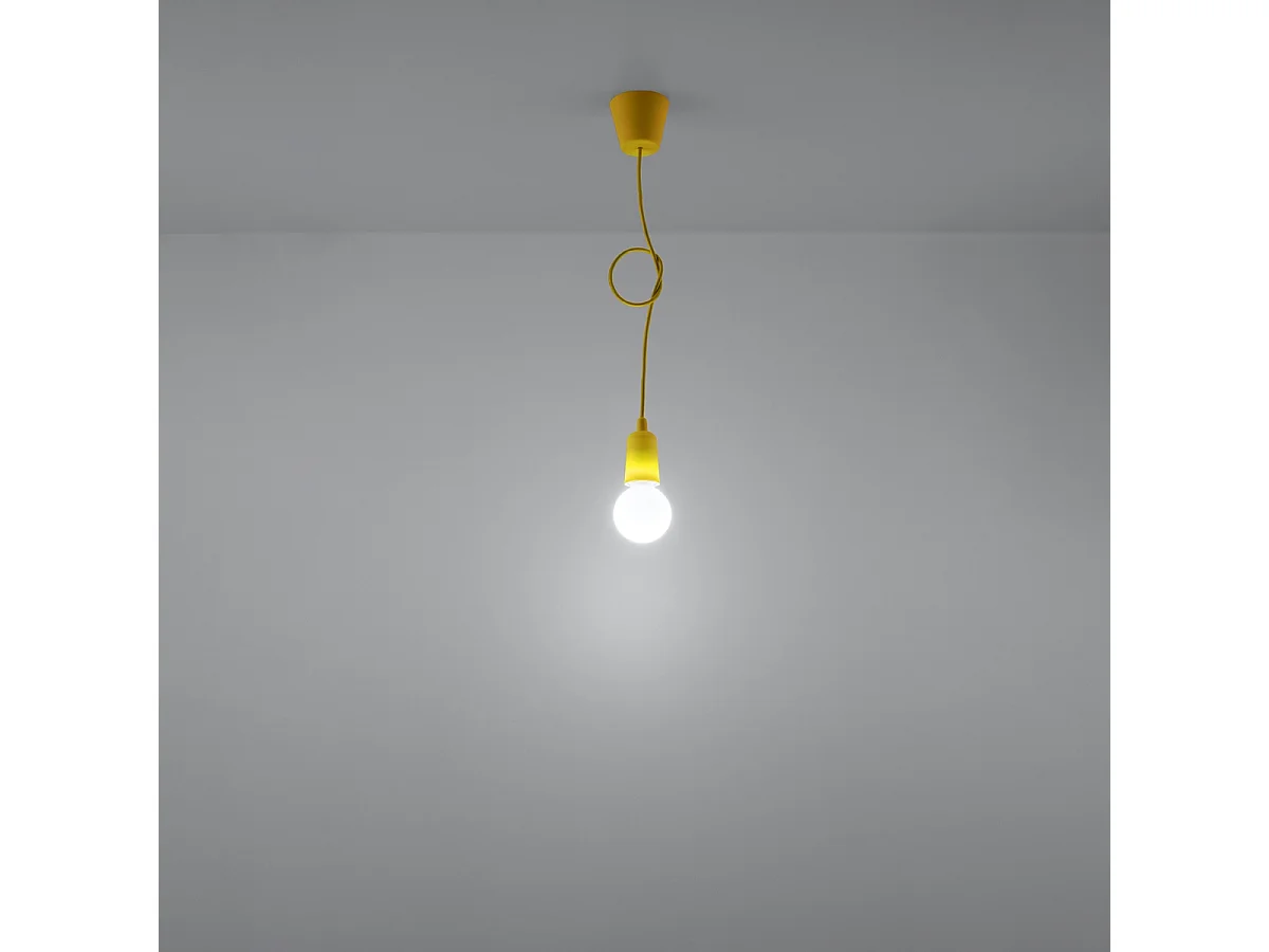 Lampes suspendues Astis moderne en PVC - 1 sources lumineuses 4000K - L.9 x H.90 cm - jaune