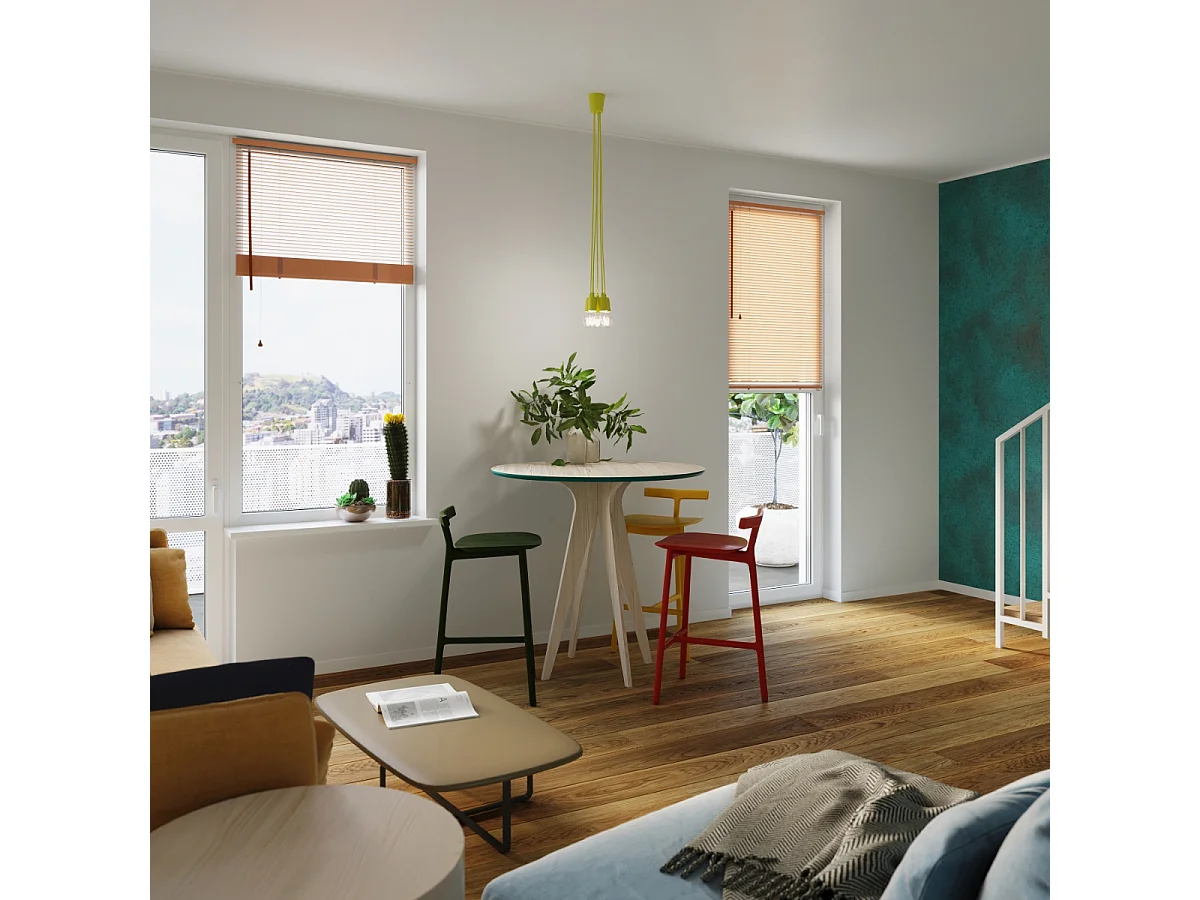 Lampes suspendues Astis moderne en PVC - 1 sources lumineuses 4000K - L.9 x H.90 cm - jaune