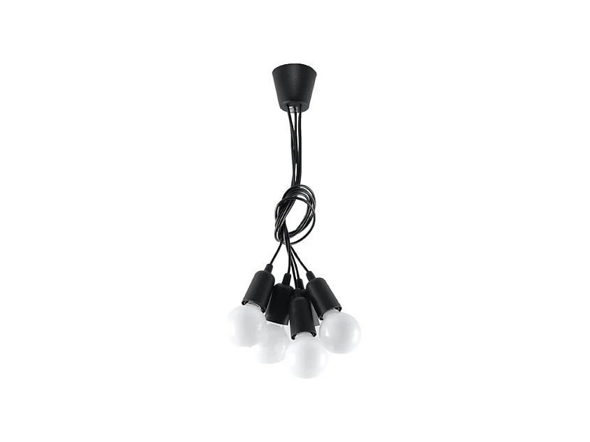 Lampes suspendues Astis moderne en PVC - 5 sources lumineuses 3000K - L.25 x H.90 cm - noir