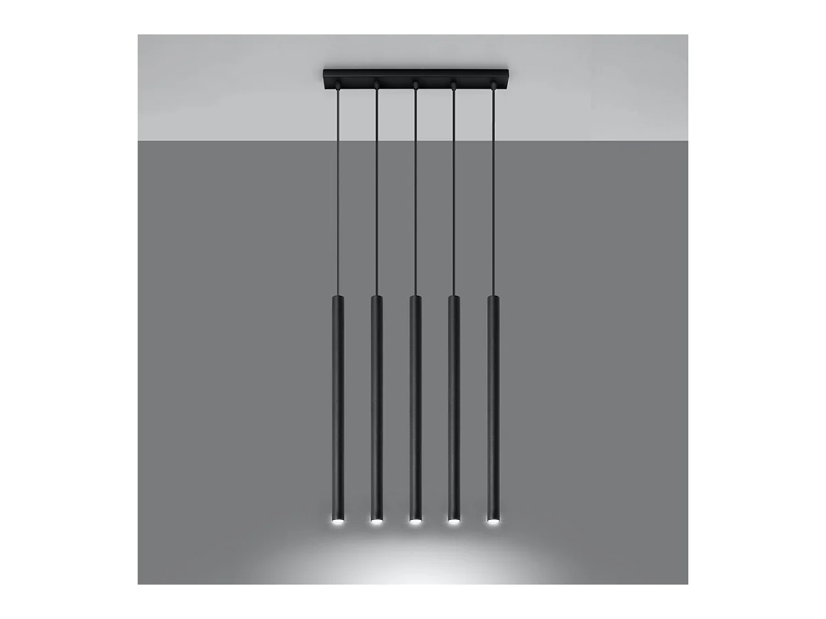 Lampy wiszące nowoczesny Brill, stal - 5 źródło światła 4000K - L.45 x H.90 cm - czarny