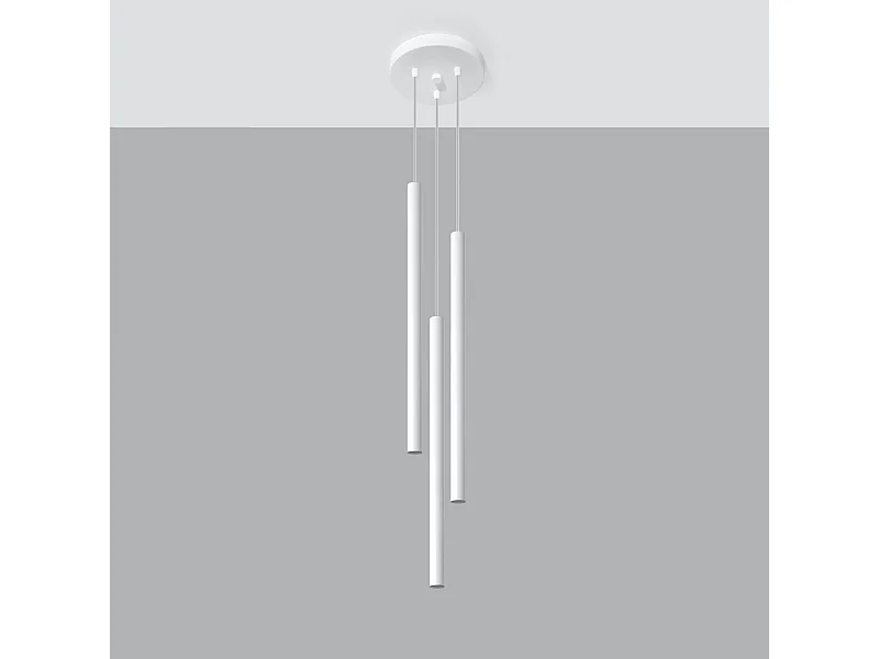 Lampes suspendues Brill moderne en acier - 3 sources lumineuses 4000K - L.20 x H.90 cm - blanc