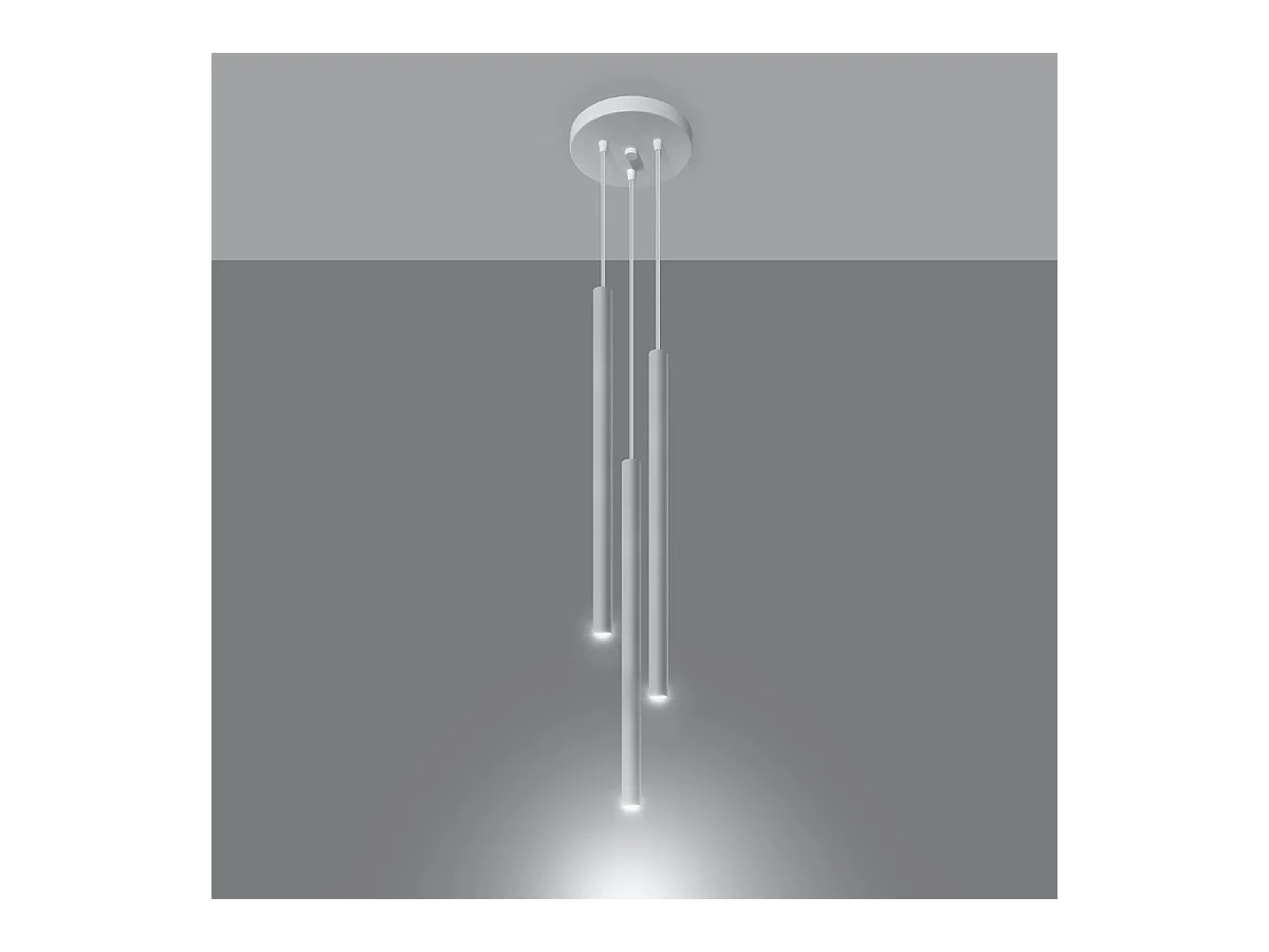 Lampes suspendues Brill moderne en acier - 3 sources lumineuses 4000K - L.20 x H.90 cm - blanc