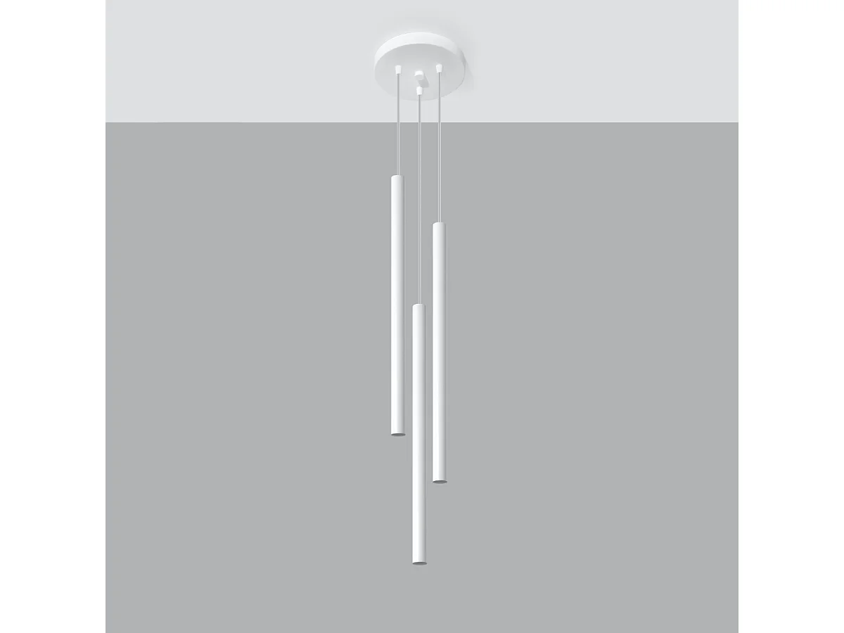 Lampes suspendues Brill moderne en acier - 3 sources lumineuses 4000K - L.20 x H.90 cm - blanc
