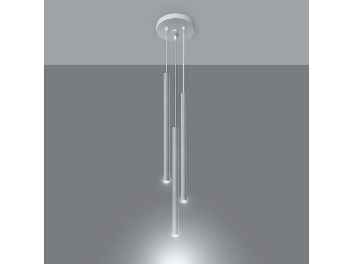 Lampes suspendues Brill moderne en acier - 3 sources lumineuses 4000K - L.20 x H.90 cm - blanc