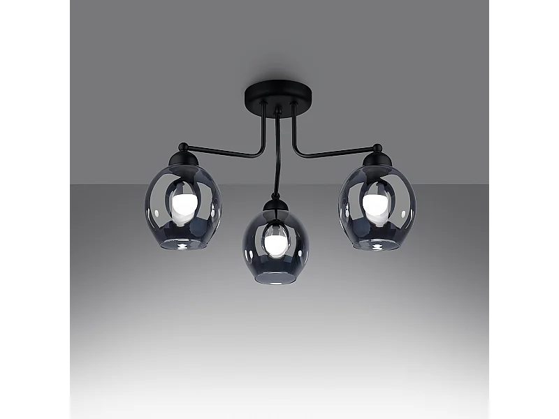 Lustres Allivon moderne en acier - 3 sources lumineuses 3000K - L.54 x H.36 cm - noir