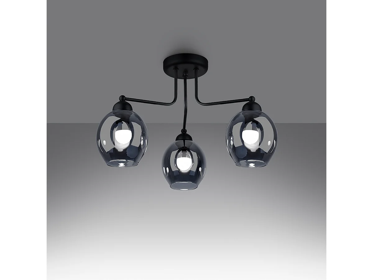 Lustres Allivon moderne en acier - 3 sources lumineuses 3000K - L.54 x H.36 cm - noir