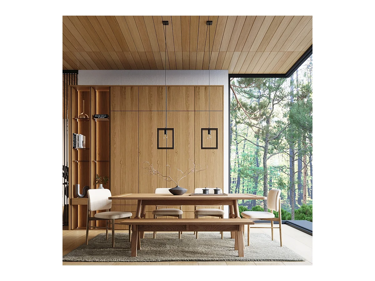 Lampy wiszące skandynawski Zodiara, stal/drewno - 1 źródło światła 4000K - L.24 x H.133 cm - wenge