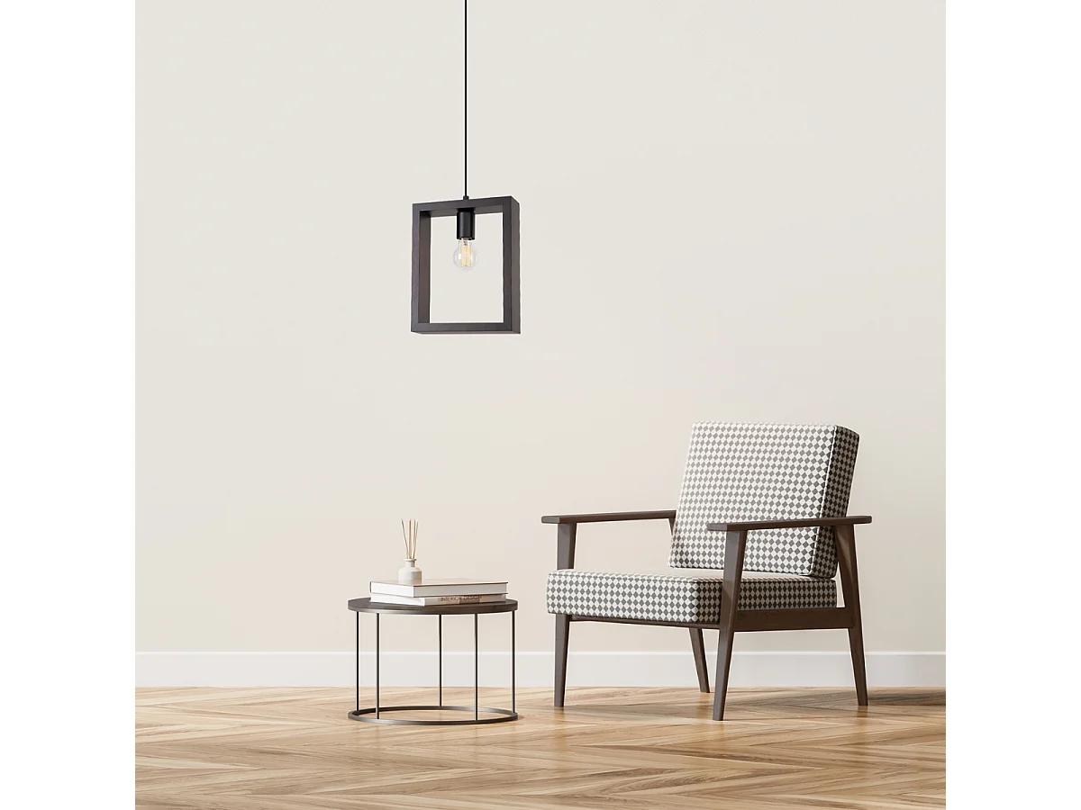Lampes suspendues Zodiara scandinave en acier/bois - 1 sources lumineuses 4000K - L.24 x H.133 cm - wengé