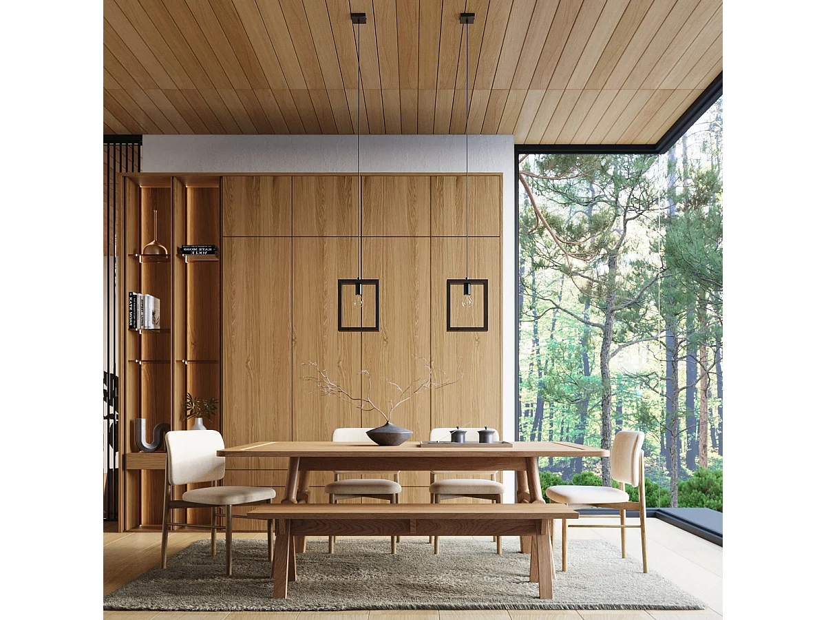 Lampes suspendues Zodiara scandinave en acier/bois - 1 sources lumineuses 4000K - L.24 x H.133 cm - wengé