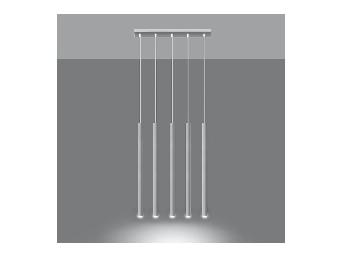Lampy wiszące nowoczesny Brill, stal - 5 źródło światła 3000K - L.45 x H.90 cm - biały