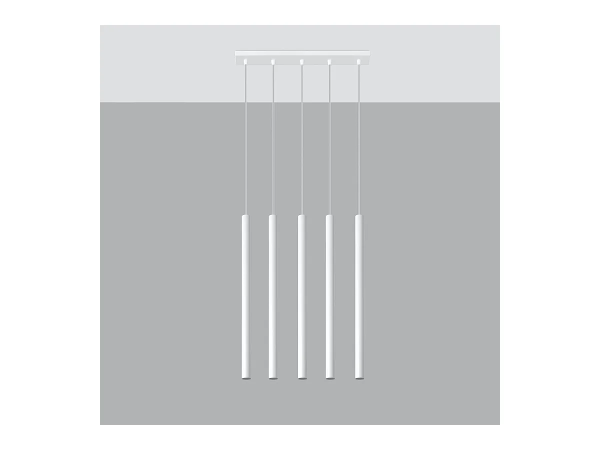 Lampy wiszące nowoczesny Brill, stal - 5 źródło światła 3000K - L.45 x H.90 cm - biały