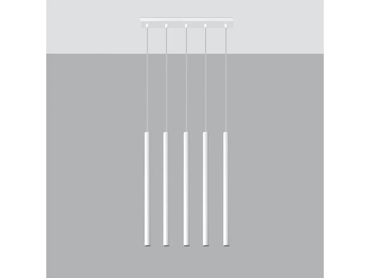 Lampes suspendues Brill moderne en acier - 5 sources lumineuses 3000K - L.45 x H.90 cm - blanc