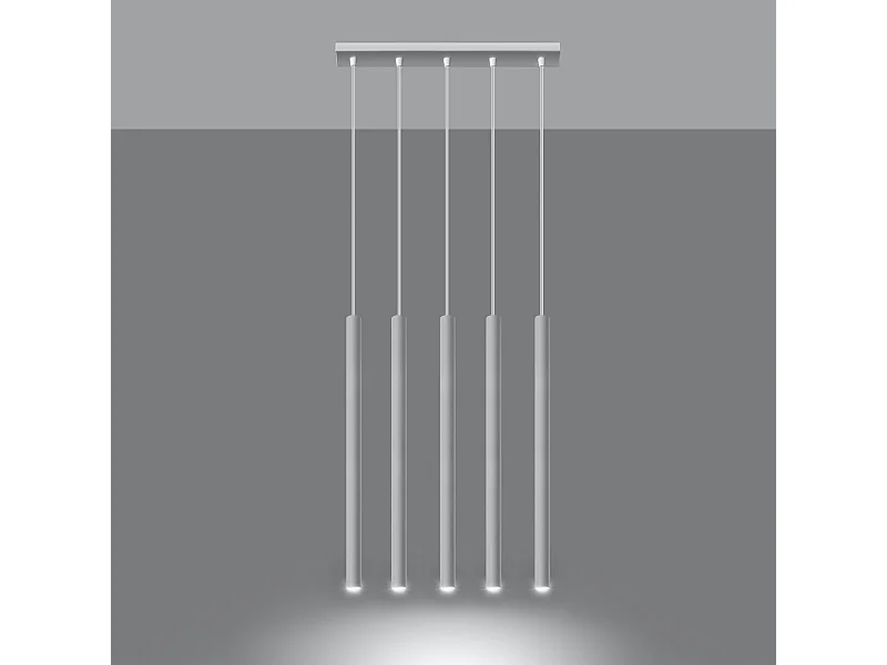 Lampy wiszące nowoczesny Brill, stal - 5 źródło światła 3000K - L.45 x H.90 cm - biały