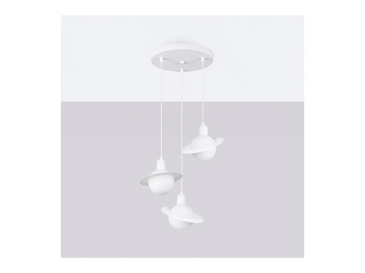 Lustre Gloxo moderne en acier - 3 sources lumineuses 3000K - L.32 x H.120 cm - blanc