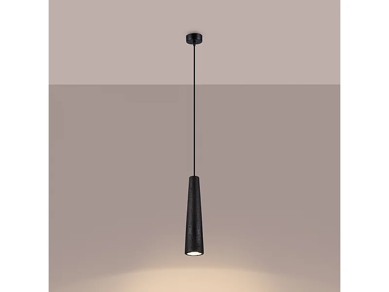 Pendentif Zyntria grenier en béton - 1 sources lumineuses 3000K - L.8 x H.125 cm - noir